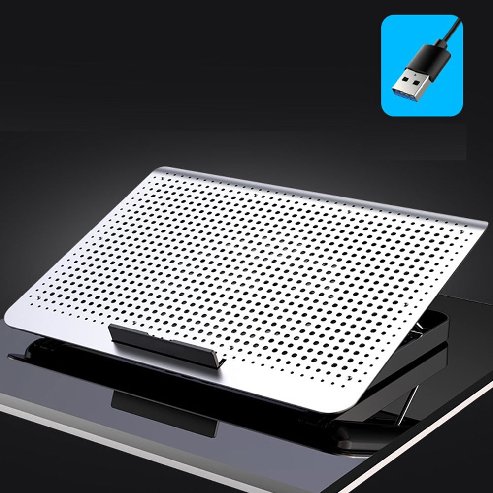 A18 Laptop Cooling Pad 7 Height Adjustable Powerful Silent Cooler With Dual USB Port Notebook Gaming Fan Stable Stand silver