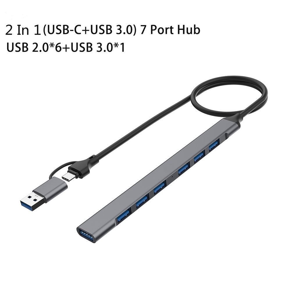 Multiport Adapter 4 In 1/7 In 1 USB C Dongle With Cable Slim Data Adapter 5Gbps High Speed USB Hub For Laptop Printer 7-port USB