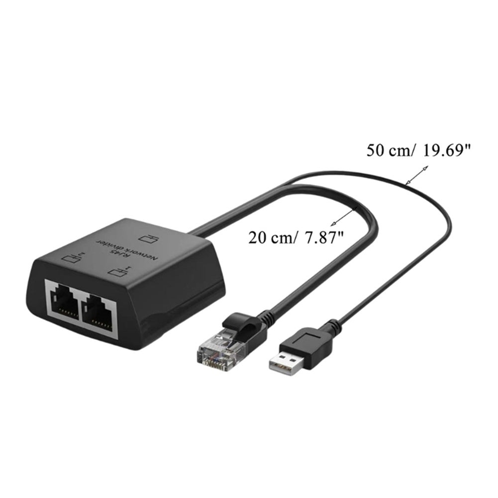 Ethernet Splitter 1 To 2 Cat6 RJ45 Network Extension Connector With USB Power Cable Ethernet Cable Splitter RJ45 male to double female