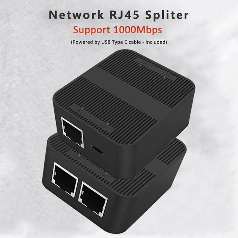 RJ45 Network Splitter Adapter 1 To 2 High Speed 1000Mbps Ethernet Splitter Cat 5 6 7 Network Cable 2 Devices Simultaneous Networking Adapter black