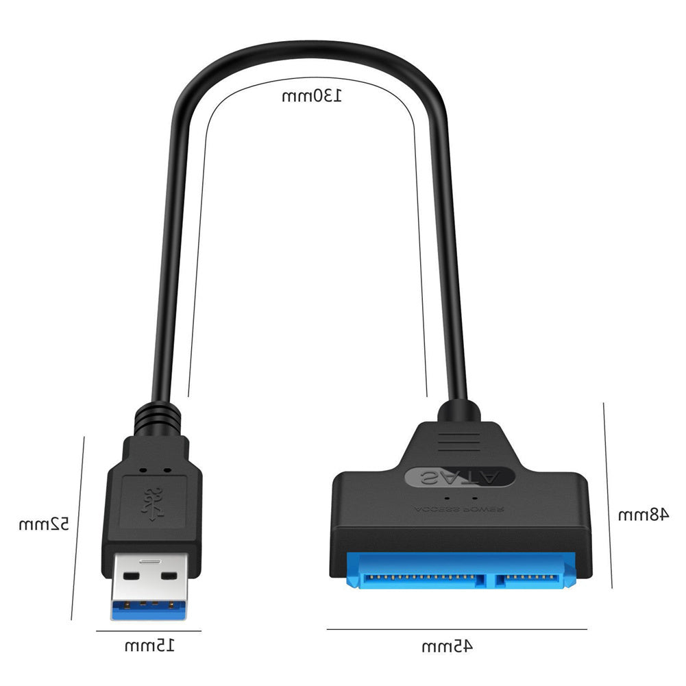 USB 3.0 To SATA Adapter Cable Super Fast Data Transfer SATA Cable Converter With Power Port For 2.5" SSD HDD Drives black