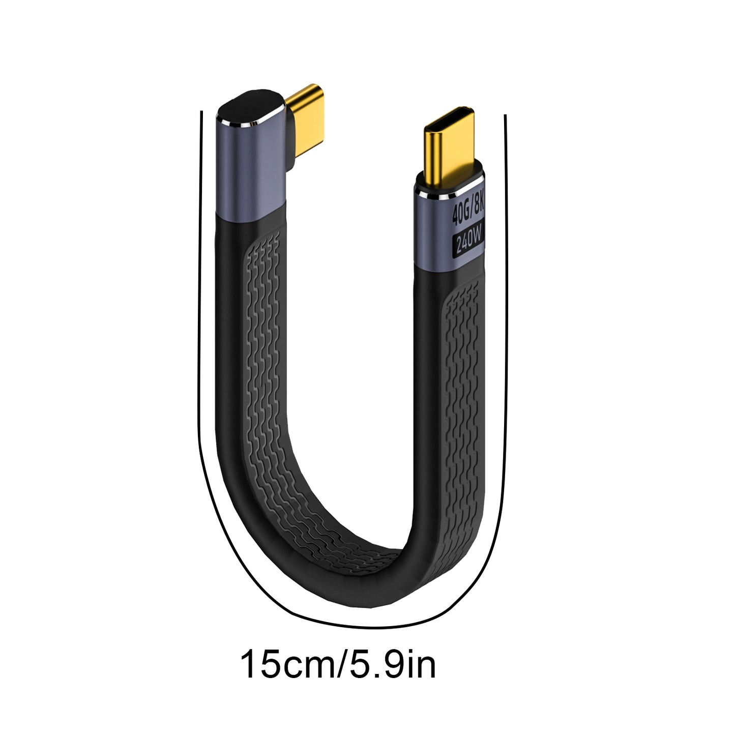 USB 4.0 Cable 15CM Short USB C To USB C Cable 40Gbps Data Transmission 240W Fast Charge Cable FPC Design For Laptop Phones C male straight - C male bend