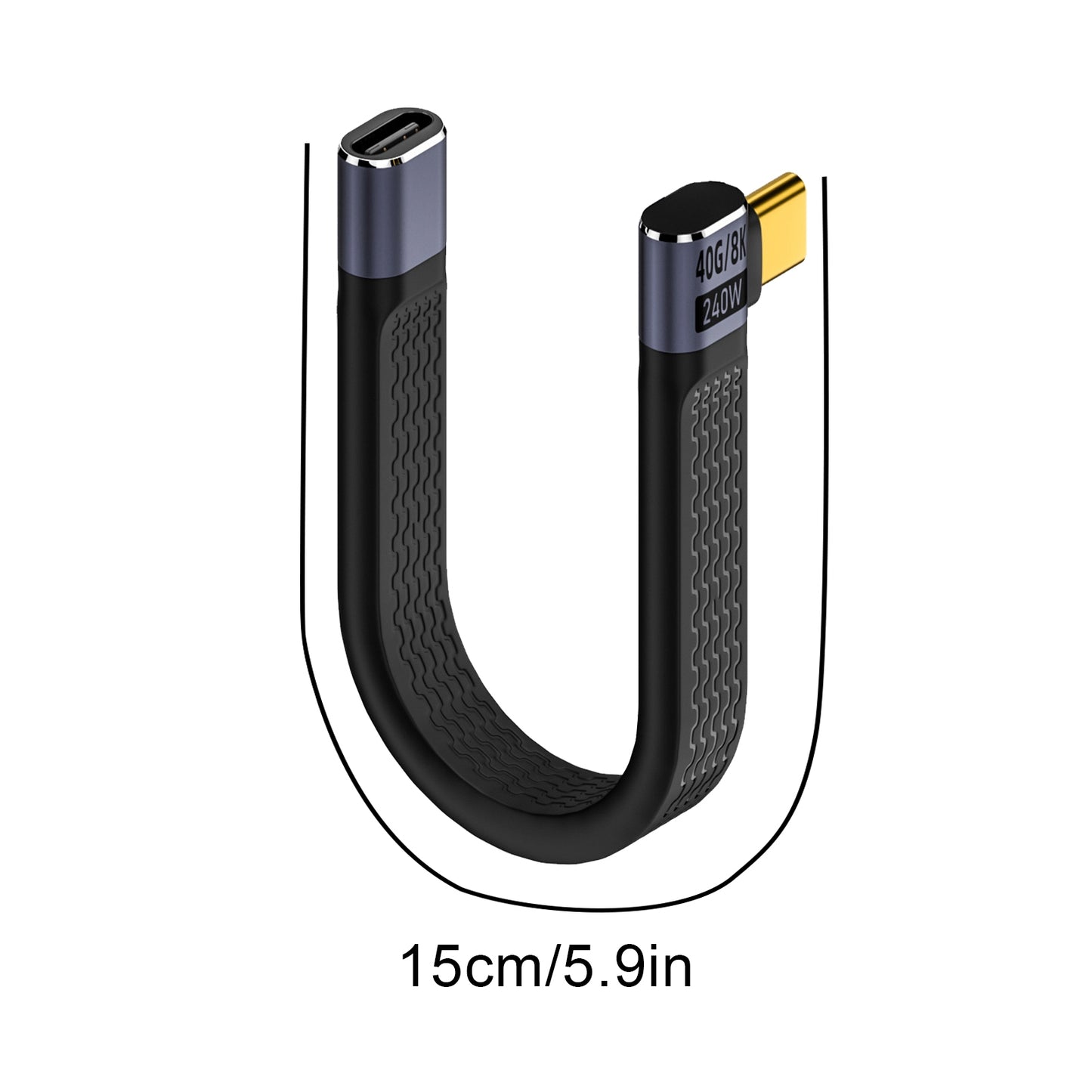 USB 4.0 Cable 15CM Short USB C To USB C Cable 40Gbps Data Transmission 240W Fast Charge Cable FPC Design For Laptop Phones C male straight - C male bend