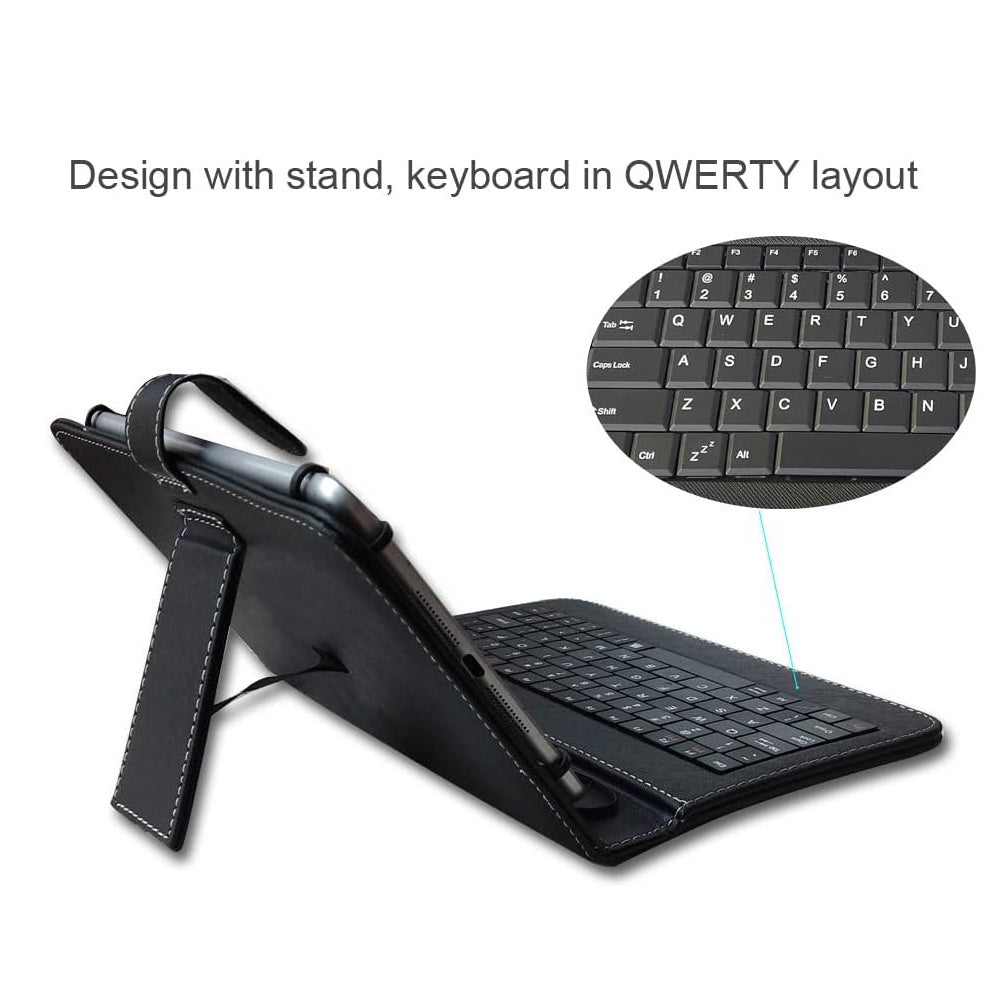 Universal Tablet Case With Keyboard Stand Function Travel Portable Sleeve Removable Keyboard Cover PU Leather Keyboard Folio Case Cover Compatible For 7/8 Inches IOS Android Windows System Tablet black