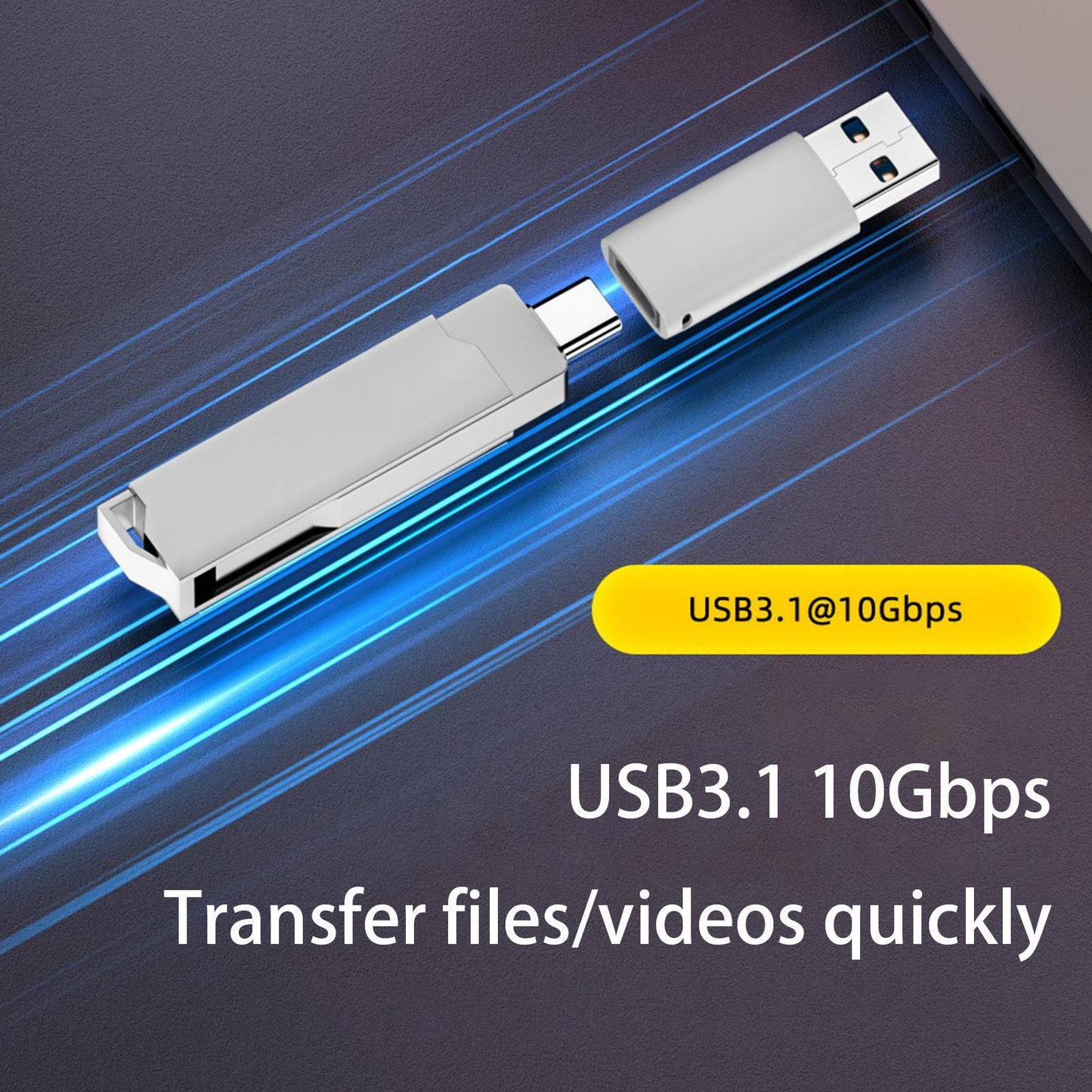 USB A To USB C 10Gbps Adapter USB A Male To USB Type C Female Adapter Fast Charging QC4.0/3.0/2.0 Power To PD Fast Charge Type-C Port For USB C Devices Smart Phone Laptops PC Gray with light