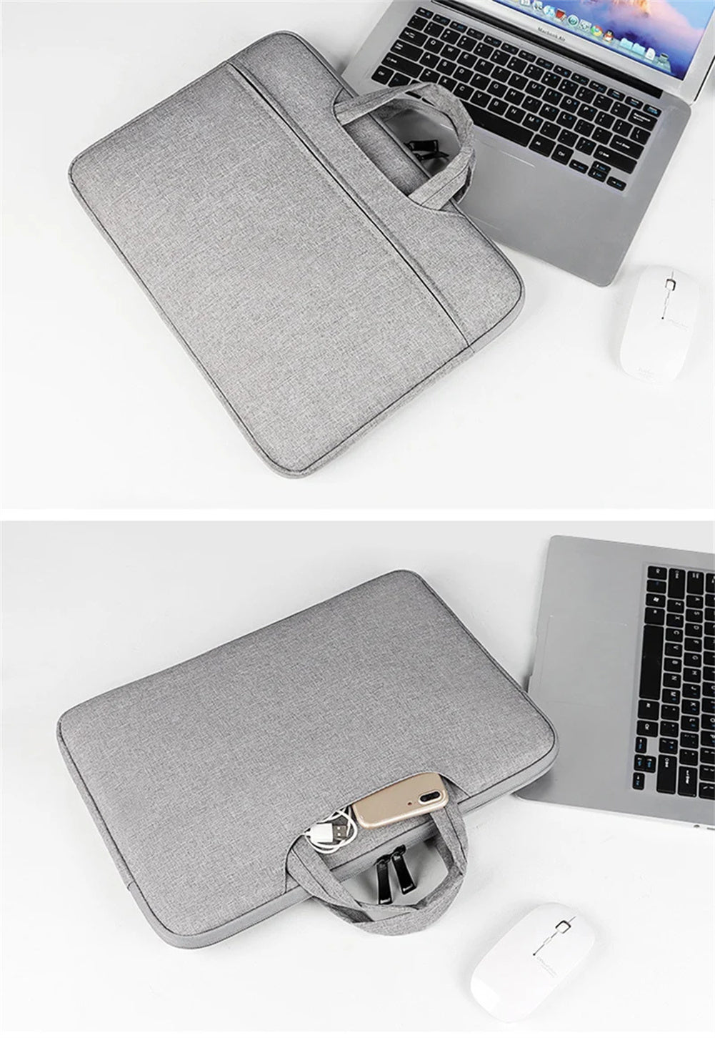 Laptop Carrying Bag Anti-collision Dust-proof Travel Protective Carrying Storage Bag With Double Handles Waterproof Anti-Moisture Carrying Case Bag For 15 Inches Laptop Accessories Gray 15 inches