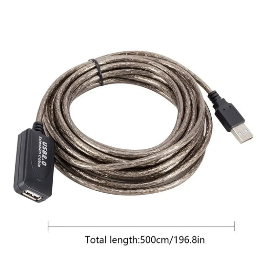 USB Extension Cable 5M 10M/16.4Ft 32.8Ft USB Type A Male To Female Extension Cord High Data Transfer Compatible For USB Flash Drive Hard Drive Card Reader Printer Keyboard Mouse 5 meters