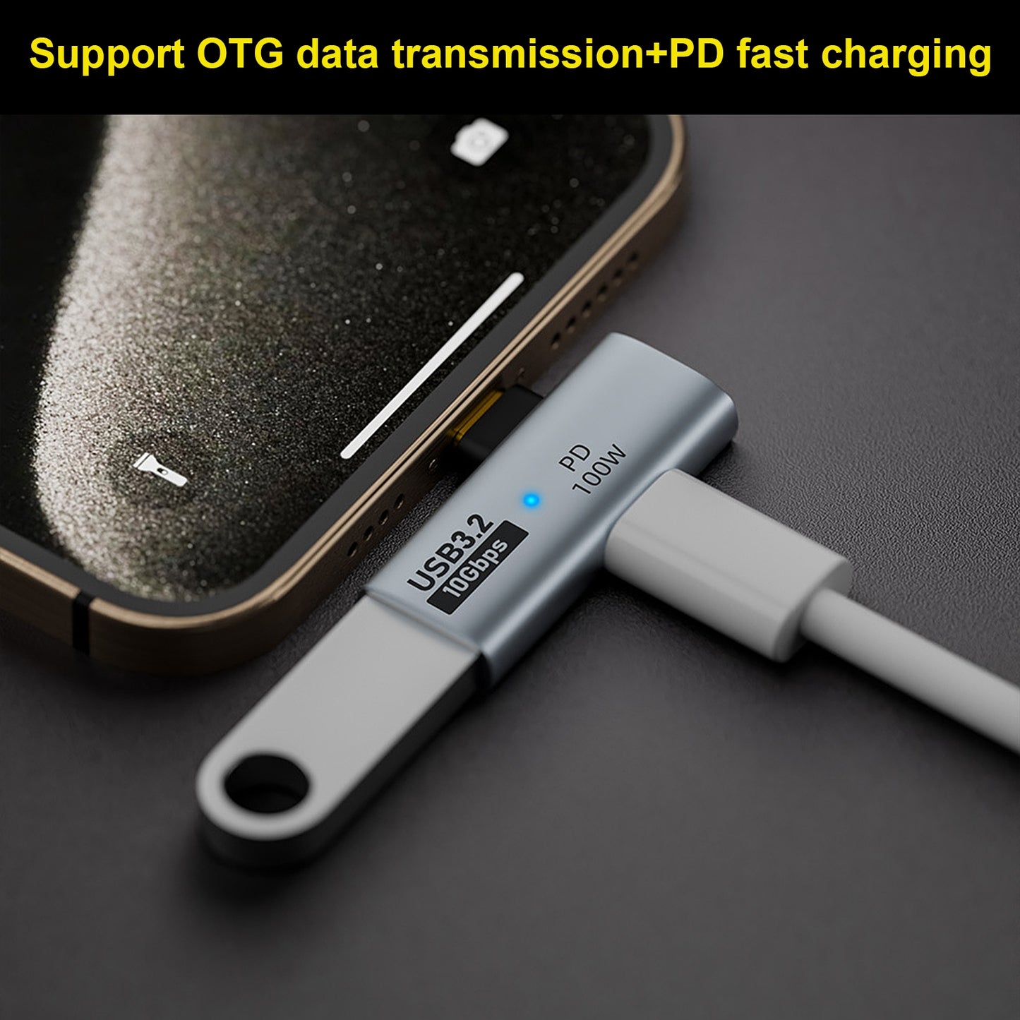 100W Type-c To USB Adapter OTG With PD Charging USB3.2 Cable Adapter Fast Data Transfer Up To 10Gbps USB C Male And Female Connectors silver gray