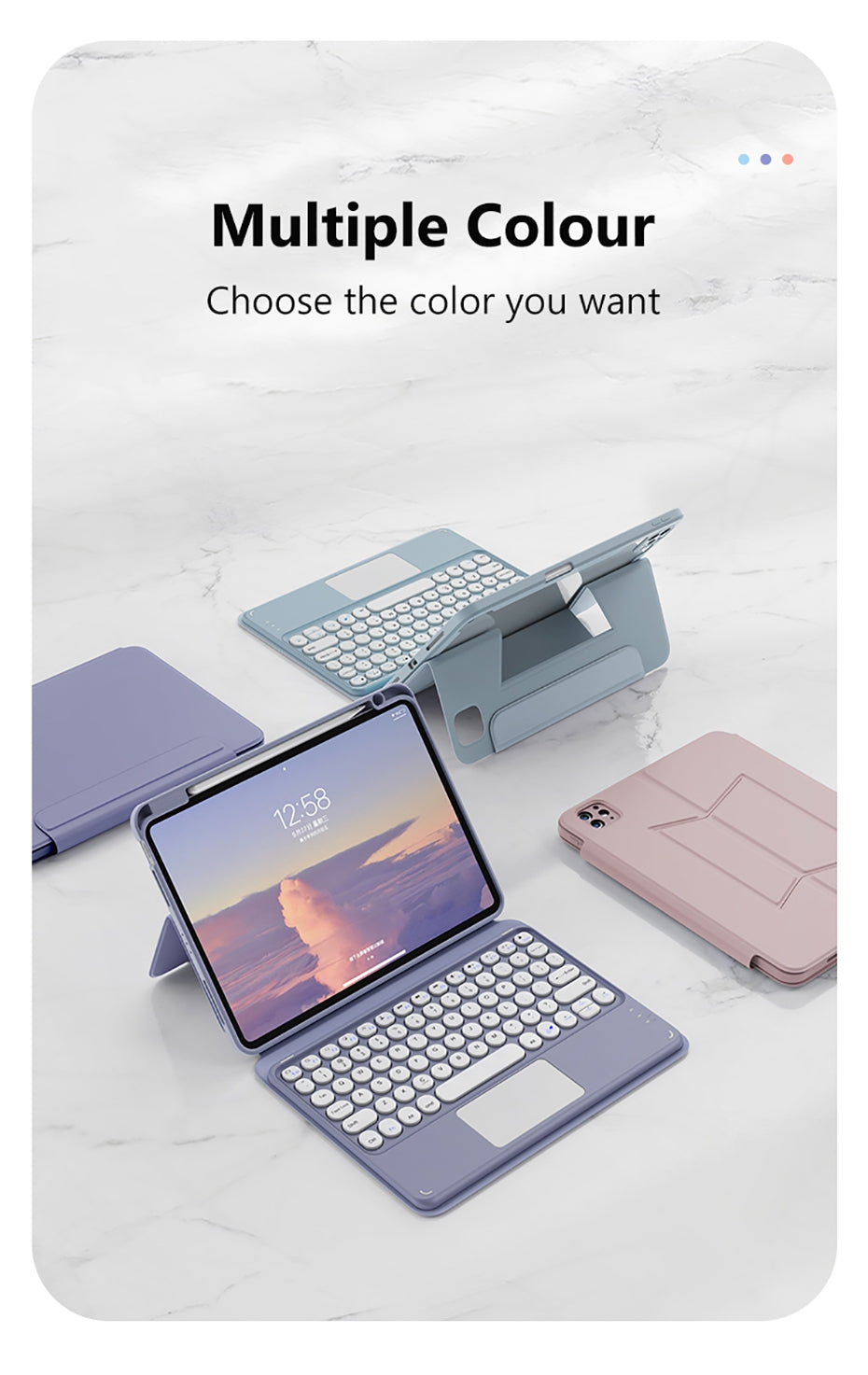 Keyboard Case Smart Stand Case Cover Tablet Cover Keyboard Folio Case Keyboard for IPad Air IPad Pro Tablet Purple