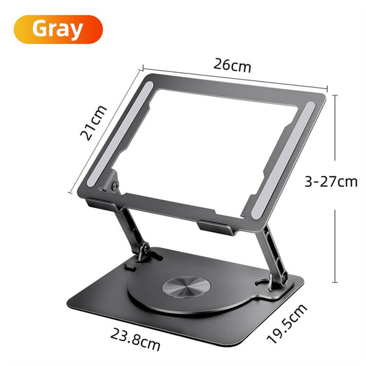 Laptop Stand Ergonomic Laptops Desk Elevator Aluminum Alloy Cooling Holder Folding Laptop Mount Rotated Riser grey