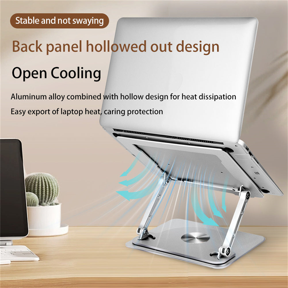 Laptop Stand Ergonomic Laptops Desk Elevator Aluminum Alloy Cooling Holder Folding Laptop Mount Rotated Riser grey