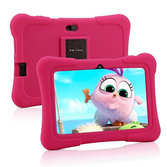 Plug Type: EU, Color: Blue - PRITOM 7 Inch Kids Tablet Quad Core Android 10 32GB WiFi Bluetooth Educational Software Installed