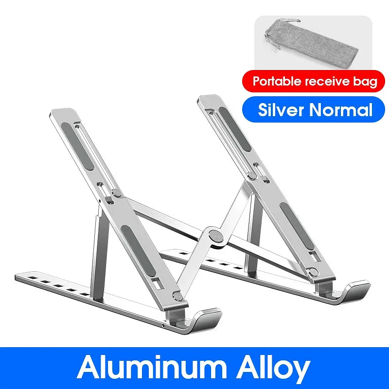 Color: Black - Aluminum Alloy Laptop Holder Stand Adjustable Foldable Portable for Notebook Computer Bracket Lifting Cooling Holder Non-slip