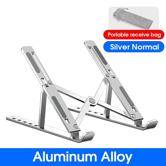 Color: Black - Aluminum Alloy Laptop Holder Stand Adjustable Foldable Portable for Notebook Computer Bracket Lifting Cooling Holder Non-slip