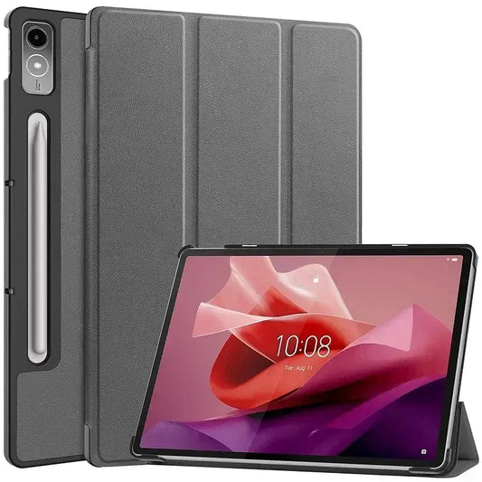 Color: GRAY, Size: 12.4 - Case for Lenovo tab P12 12.7 inch 2023 Lightweight Tri-Folding Stand Leather Tablet Cover for Xiaoxin Pad Pro 12.7 12 7 TB371FC