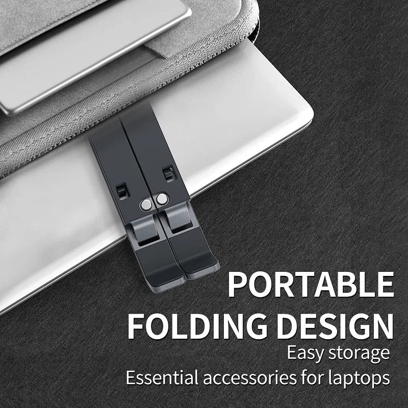 Color: Black - Aluminum Alloy Laptop Holder Stand Adjustable Foldable Portable for Notebook Computer Bracket Lifting Cooling Holder Non-slip