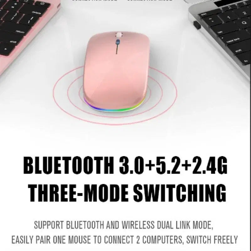 Color: black - Tablet Phone Computer Bluetooth Wireless Mouse Charging Luminous 2.4G USB Wireless Mouse Portable Mouse