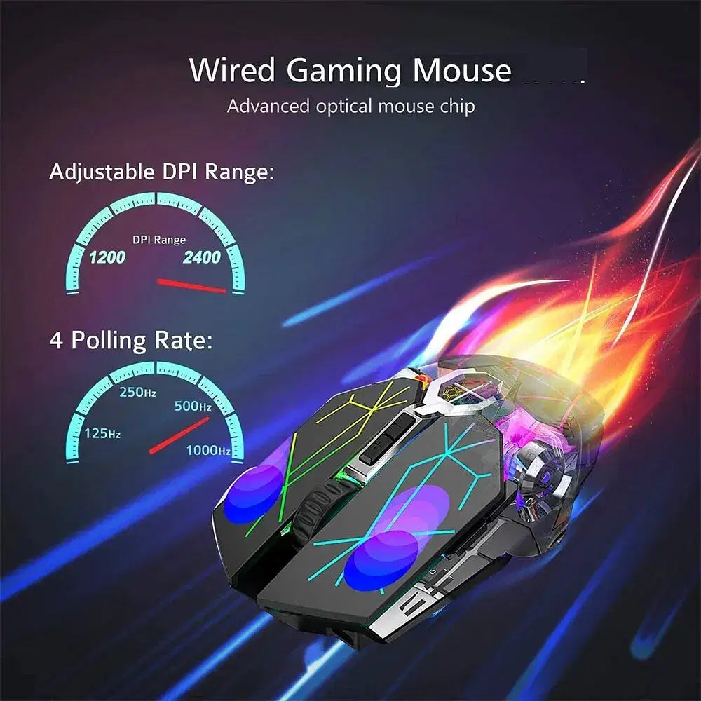 Wireless Gaming Mouse Rechargeable RGB Lights Adjustable DPI Quiet Click Auto Sleep Ergonomic for Gaming Or Working