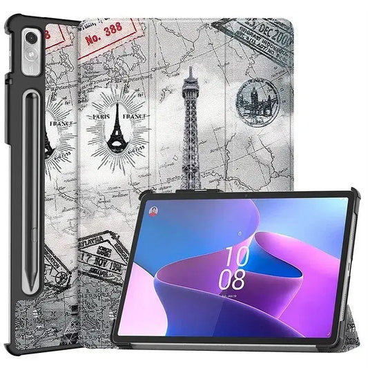 Color: Khaki, Size: 12.4 - Case for Lenovo tab P12 12.7 inch 2023 Lightweight Tri-Folding Stand Leather Tablet Cover for Xiaoxin Pad Pro 12.7 12 7 TB371FC