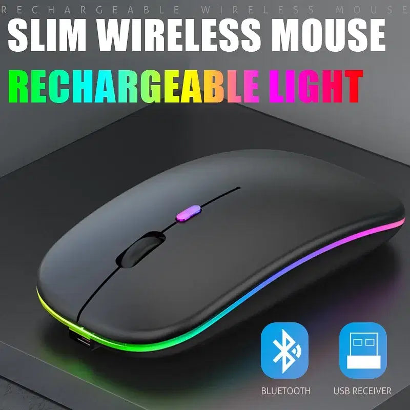 Color: black - Tablet Phone Computer Bluetooth Wireless Mouse Charging Luminous 2.4G USB Wireless Mouse Portable Mouse