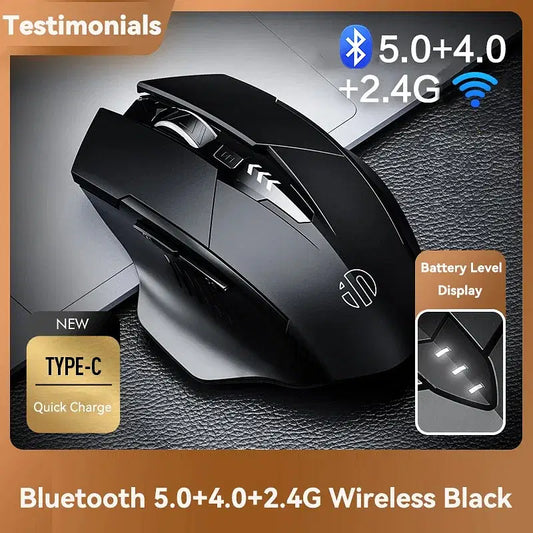 Color: DARKNESS - Inphic Rechargeable Wireless Mouse Ergonomic Bluetooth 5.0 2.4G Mice Office Mute Mouse For MacBook Tablet Laptops Computer PC