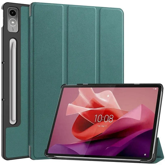 Color: green, Size: 12.4 - Case for Lenovo tab P12 12.7 inch 2023 Lightweight Tri-Folding Stand Leather Tablet Cover for Xiaoxin Pad Pro 12.7 12 7 TB371FC