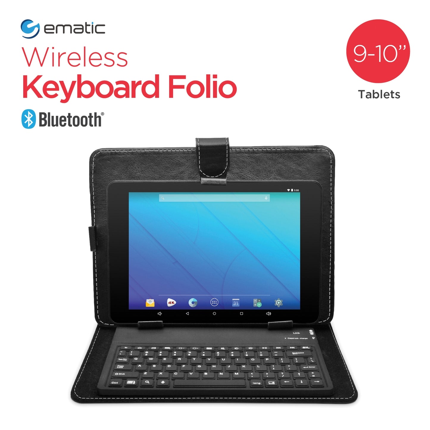 Ematic EUK101 10-Inch Bluetooth Universal Tablet Keyboard Case