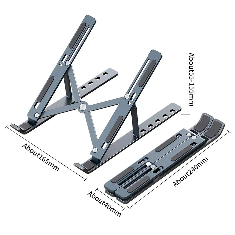 Color: Black - Aluminum Alloy Laptop Holder Stand Adjustable Foldable Portable for Notebook Computer Bracket Lifting Cooling Holder Non-slip