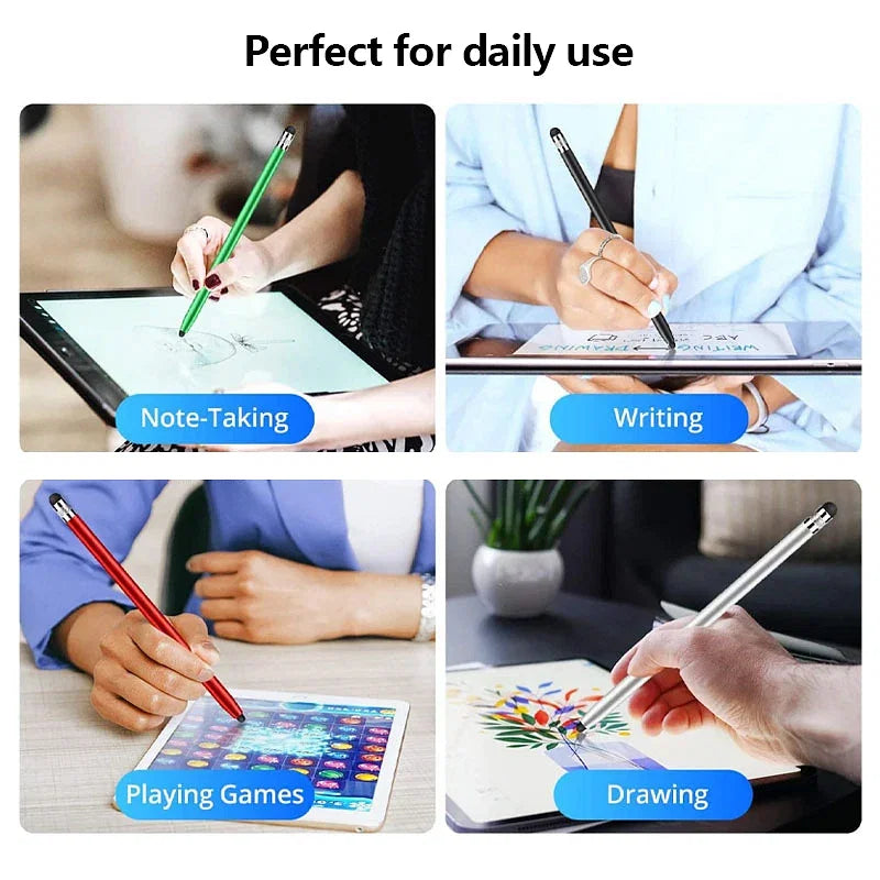 Colors: Beige - High Quality 1PC Universal Pencil Double Silicon Head Touch Capacitive Screen Stylus Caneta Capacitive Pen For Tablet Smartphone