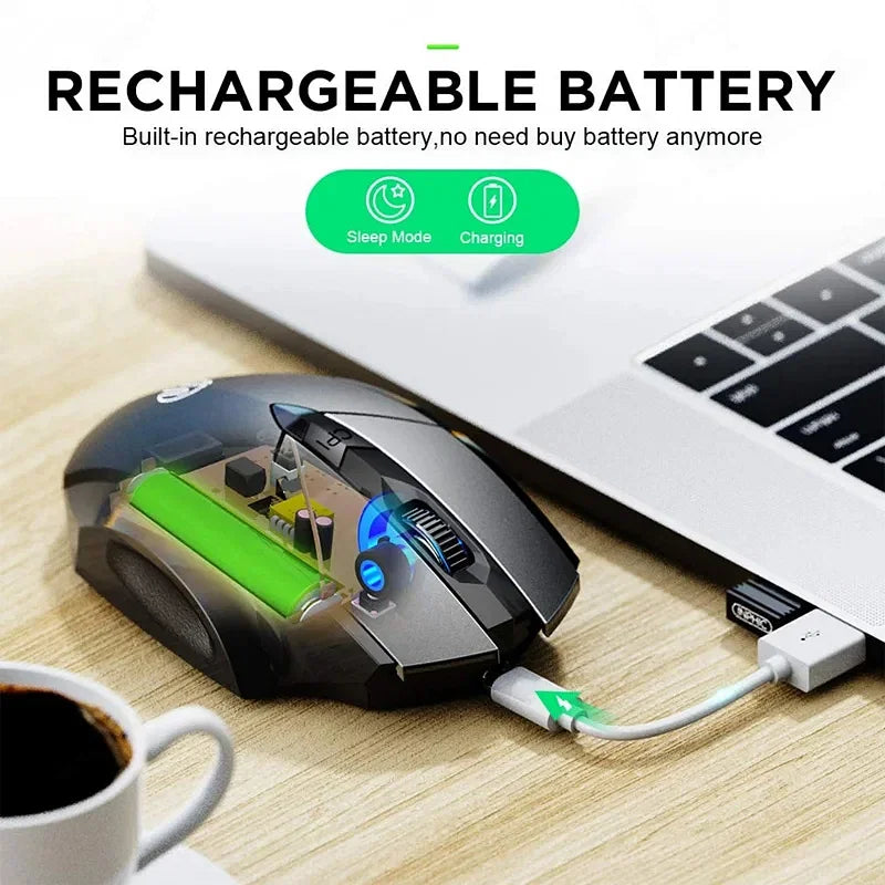 Color: WHITE - Bluetooth Compatible Mouse Rechargeable 2.4G INPHIC PM6 Wireless Mouse Office Mute Support PC Laptop Tablet Smartphone Universal