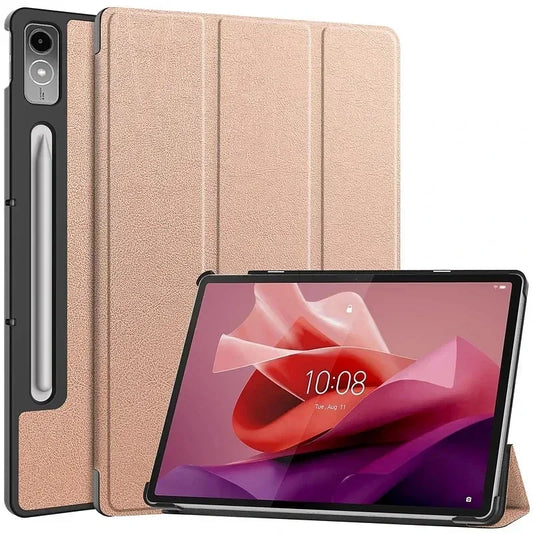 Color: Gold, Size: 12.4 - Case for Lenovo tab P12 12.7 inch 2023 Lightweight Tri-Folding Stand Leather Tablet Cover for Xiaoxin Pad Pro 12.7 12 7 TB371FC