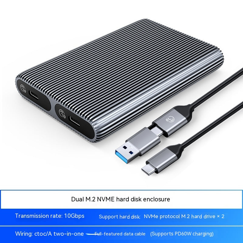 Color: Double Disk Bit 10Gbps - SSD Box Mobile Universal Notebook External